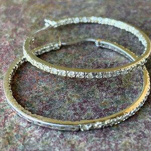Beautiful Sterling Silver CZ Hoop Earrings